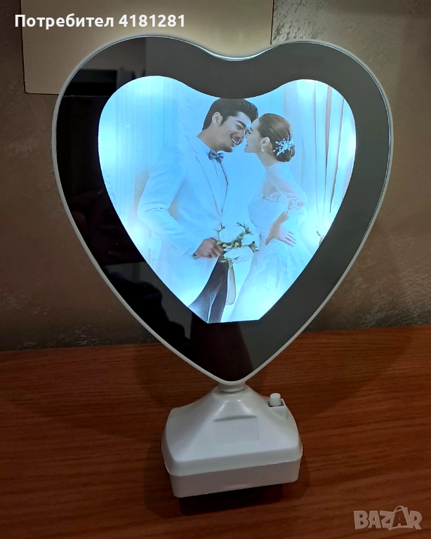 Магическо LED огледало със ваша снимка (Свети Валентин), снимка 1