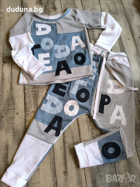 Страхотен дамски сет  потури и блуза с деним в уникален стил! , снимка 1