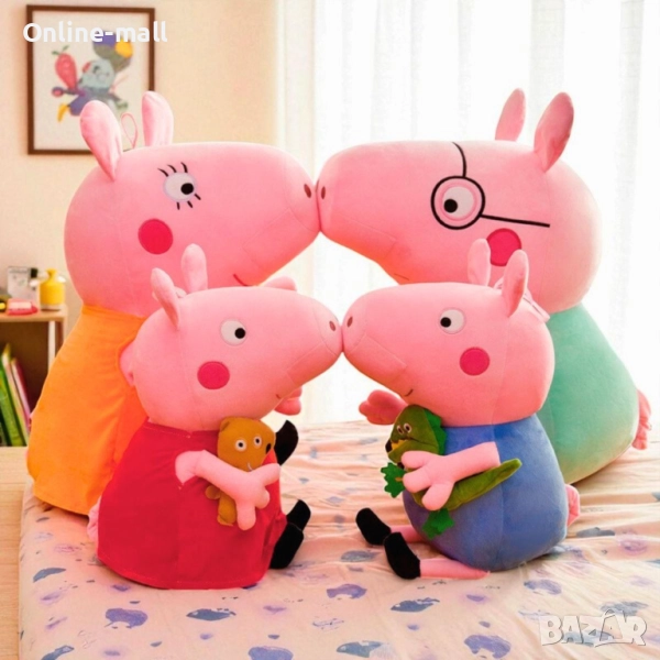 Комплект 4 броя Плюшени играчки Пепа Пиг – цялото семейство (20см и 30см), снимка 1