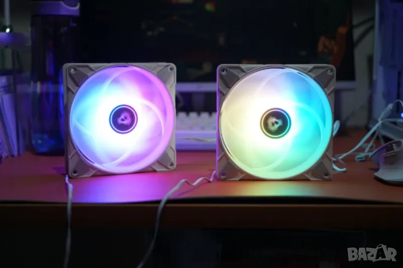 Arctic вентилатори P14 PWM PST A-RGB бели 140мм с ARGB светлини 3 броя, снимка 1