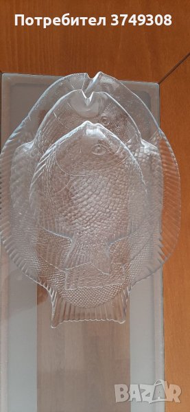Комплект стъклени чинии във формата на риба, снимка 1