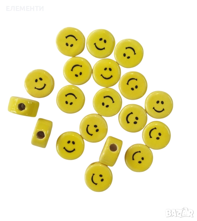 Глазирани Керамични Мъниста УСМИВКА, снимка 1