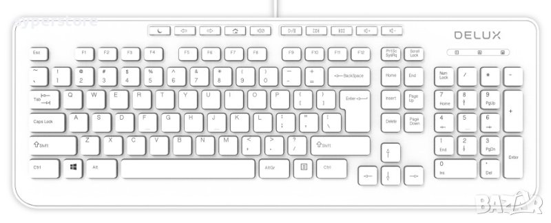 Клавиатура USB мултимедийна Delux OM-02U Бяла кирилизирана клавиатура Multimedia Keyboard , снимка 1