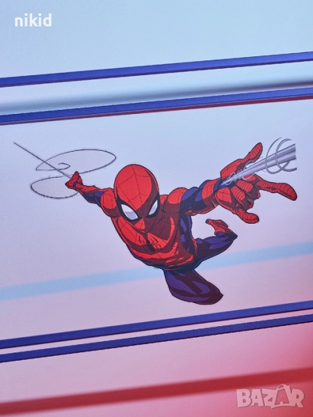 Спайдърмен SpiderMan на въжета за стена и мебел детска стая лепенка стикер самозалепващ, снимка 1