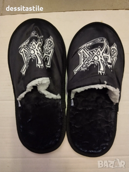 Домашни чехли с метал банди и портфейл с логото на група DEATH, снимка 1