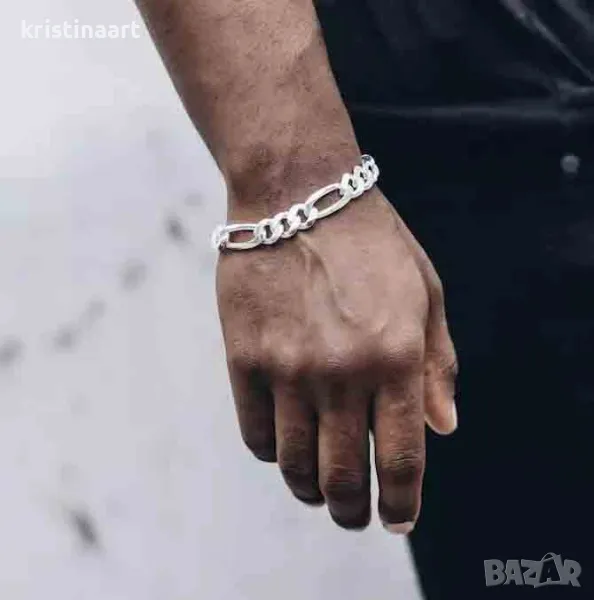 Мъжка сребърна италианска гривна *Картие*.21см, снимка 1