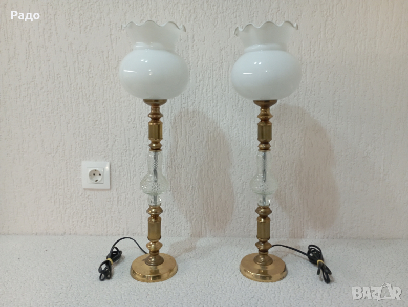 Комплект от две големи месингови лампи - лампа, снимка 1
