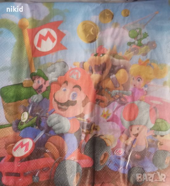 Супер Марио Super Mario 10 парти салфетки рожден ден, снимка 1
