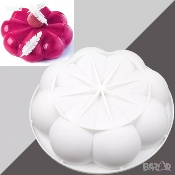 3D цвете 8 парчета силиконов молд форма за кекс десерт сладкиш мус, снимка 1