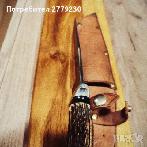 Ловен масивен нож с дръжка от еленов рог. Нов!, снимка 7 - Ножове - 49910145