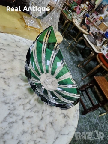 Уникален антикварен белгийски кристален пепелник Val Saint Lambert , снимка 5 - Антикварни и старинни предмети - 50645569