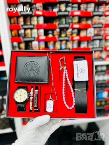 Mercedes Benz Мъжки Подаръчен Комплект Сет От 7 Части Нов Мерцедес Бенц