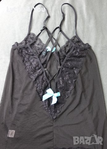 L/XL черна тюлена нощница с красива дантела и меки дантелени чашки, снимка 6 - Бельо - 40501443