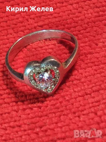 ПРИКАЗЕН РОМАНТИЧЕН СЪРЦЕВИДЕН СКЪПОЦЕНЕН СРЕБЪРЕН ПРЪСТЕН СРЕБРО 925 с БЯЛА ПОЗЛАТА и ЦИРКОНИ 38937, снимка 13 - Пръстени - 46270182