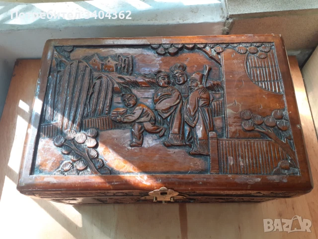 Стара дървена китайска кутия - дърворезба, снимка 6 - Антикварни и старинни предмети - 51132326