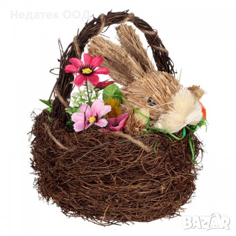 Великденскa декорация, Grass Bunny Nest Wind Daisies, 22 см, Многоцветен, снимка 3 - Декорация за дома - 39946853