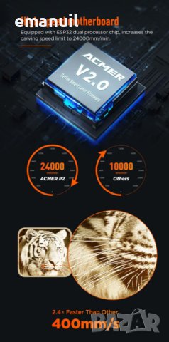 ACMER P2 10W 800лв 20W 2600лв 33W 2200лв CNC лазер лазерно гравиране рязане метал, снимка 8 - Други машини и части - 40306414