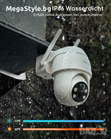 Безжична Охранителна Камера COOAU Q02 – 2K FHD, 360° Оглед, AI Детекция и Батерия, снимка 8 - IP камери - 55750821