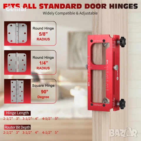 Комплект инструменти за монтаж на панти за врата, подходящ за дължина от 2-1/2” до 5”, снимка 2 - Други инструменти - 50591060