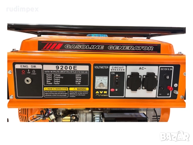 Генератор за ток 8 kW, бензинов, монофазен, AVR, електрически стартер, 100% медни намотки, с колела , снимка 7 - Куфари с инструменти - 51967699