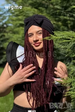 НОВА дълга на плитки тъмно червена лейс фронт перука Манди