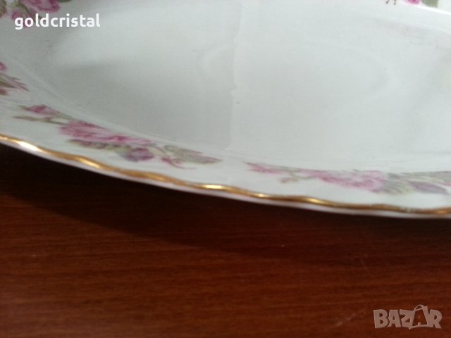 Стар български порцелан плато елипса , снимка 4 - Антикварни и старинни предмети - 42225143