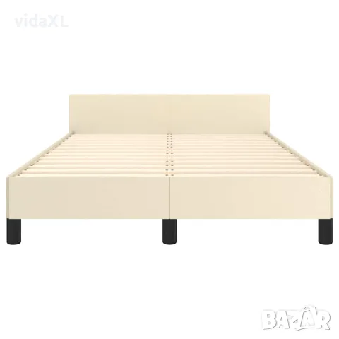 vidaXL Рамка за легло с табла без матрак, кремава, 120x200 см, снимка 5 - Спални и легла - 56147183