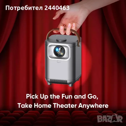 Мини проектор с WiFi 6 и Bluetooth 5.3, преносим 1080P projector, проектор за филми на открито, снимка 2 - Плейъри, домашно кино, прожектори - 56201859