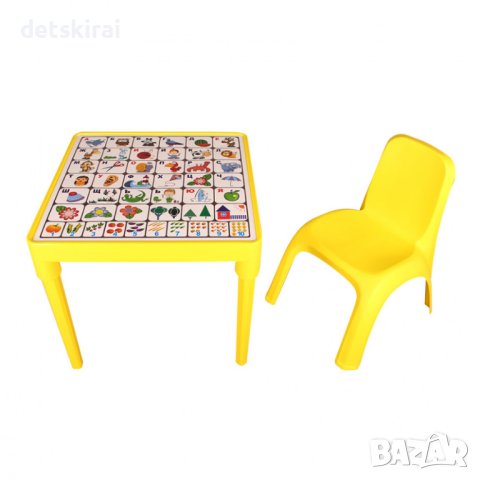 Детска маса с българската азбука с един стол - различни цветове, снимка 3 - Мебели за детската стая - 41624546