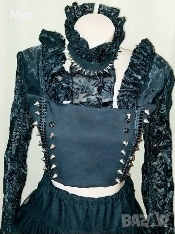 М Готически черен корсет с шипове и пола , снимка 5 - Корсети, бюстиета, топове - 51002317