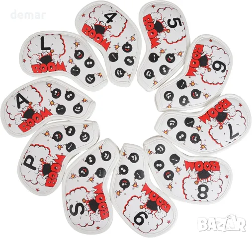 Craftsman Golf Red Bomb Комплект капаци с бяла желязна глава с магнитно затваряне