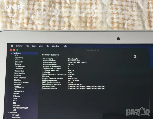Apple Macbook Air A1466 Early 2015 Intel Core i5-5250U, 8GB, LPDDR3, SSD 128GB , снимка 13 - Лаптопи за работа - 55784773