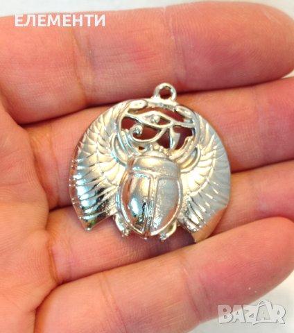 Метален Елемент / Медальон - СКАРАБЕЙ, снимка 3 - Колиета, медальони, синджири - 39323013
