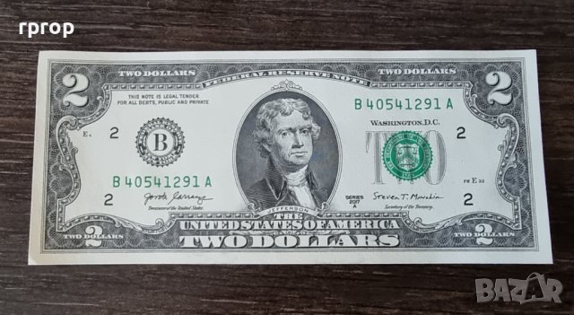 Банкноти. САЩ. UNC.  2 долара . 2017 година. Поредни номера. , снимка 1