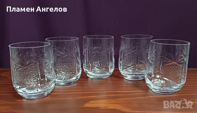 Комплект от 5 броя кристални чаши "Велизара" - Сливен, снимка 3 - Чаши - 53652221