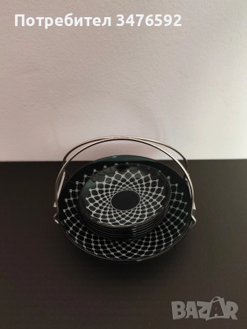 Сервиз за десерт зелено стъкло