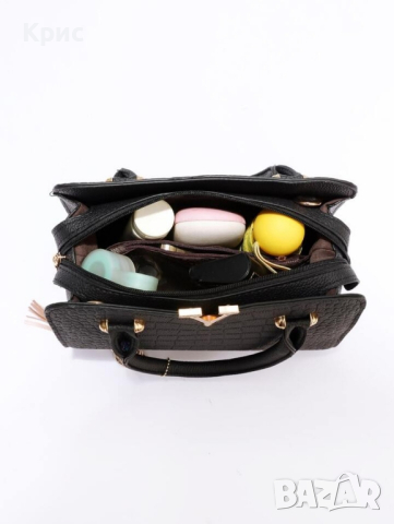 Стилна дамска чанта, черен цвят., снимка 5 - Чанти - 44602205