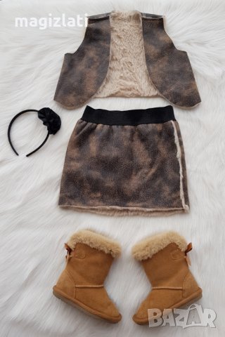 Нов кожен комплект  пола и елек 3-4 години - зимни, снимка 2 - Детски рокли и поли - 34753943