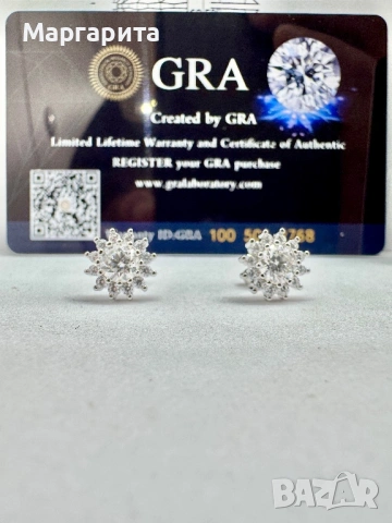 Сребърни обеци с мойсанит (диамант) 0.5 карата , снимка 3 - Обеци - 53205716