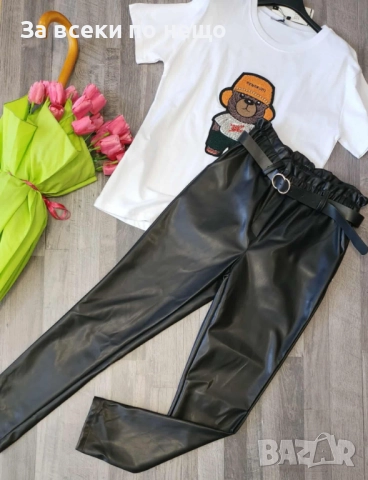 Дамски Кожен Панталон С Лека Вата Код I_208, снимка 2 - Панталони - 52313580