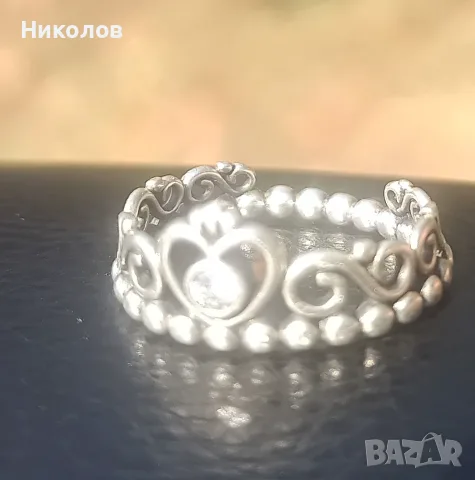 Сребърен пръстен Пандора с цирконий, снимка 2 - Пръстени - 55925526