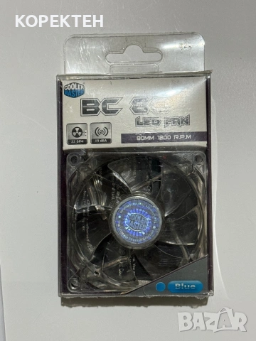 Вентилатор Cooler Master 80mm 3pin Син LED, снимка 2 - Други - 53331969