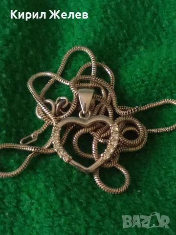 СКЪПОЦЕНЕН БЕЛ ЕПОК СТИЛ СРЕБЪРЕН ПЕНДАНТ СЪРЧИЦЕ РОДИРАНО СРЕБРО с ЦИРКОНИ и СРЕБЪРНА ВЕРИЖКА 49543, снимка 14 - Колиета, медальони, синджири - 50335161