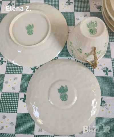 Троен сет за чай Belleek Ирландия - най-финия порцелан, снимка 11 - Чаши - 56137947
