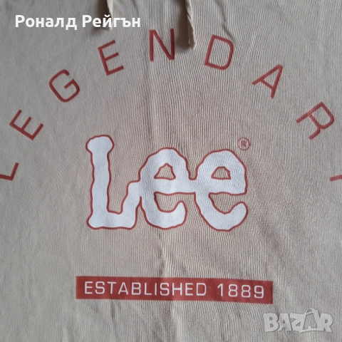 КАТО НОВ LEE L/XL LOOSE HOODIE beige/melange sweatshirt суичър худи анорак Лий, снимка 3 - Суичъри - 52491767