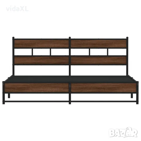 vidaXL Метална рамка за легло, без матрак, кафяв дъб, 180x200 см, снимка 4 - Спални и легла - 56147043