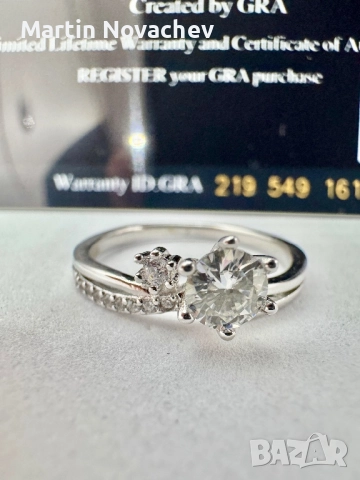 Сребърен пръстен с мойсанит (Диамант) 0.5 карата , снимка 8 - Пръстени - 52176971