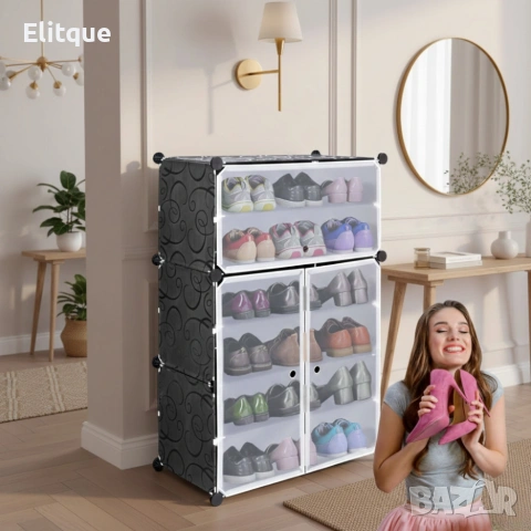 Черен модулен шкаф за обувки - функционалност и красив дизайн в едно, снимка 5 - Други стоки за дома - 53339261