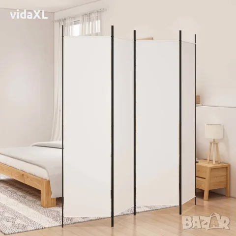 vidaXL Параван за стая, 4 панела, бял, 200x200 см, текстил, снимка 2 - Паравани - 56147182