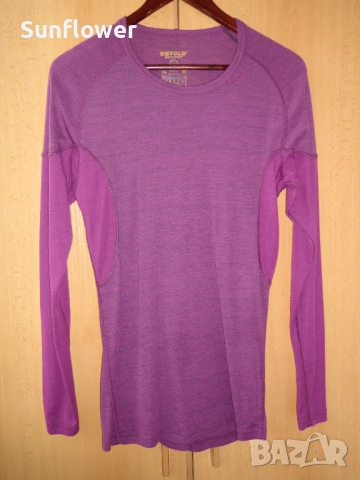 Дамски лилав мерино топ Devold Norway 100% мериносова вълна, размер L - XL  